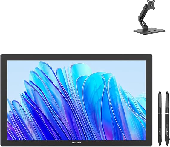 HUION KAMVAS Pro 19 4K UHD Drawing Tablet with Touch Screen, 96% Adobe RGB Drawing Monitor with 1.07 Billion Colors, HUION Monitor Stand, Single Monitor Arm ST500