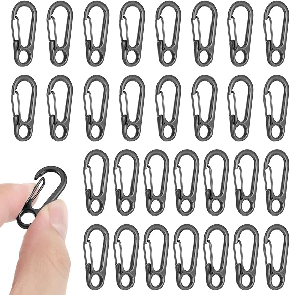 Micro Carabiners, Mini Carabiner Keychain Clips Black Small Carabiner Clip for Keys, Metal Spring Snap Hook Keychains with a Storage Box, Key Carabiners Clips Sport Accessories for Outdoor Camping