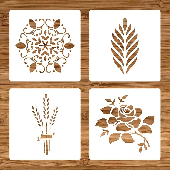 4 Wheat Bread Stencils for Sourdough, 5.9 Inch Reusable Templates | Create coordinated wheat flour art on sourdough loaves with four reusable 5.9-inch PET baking stencils