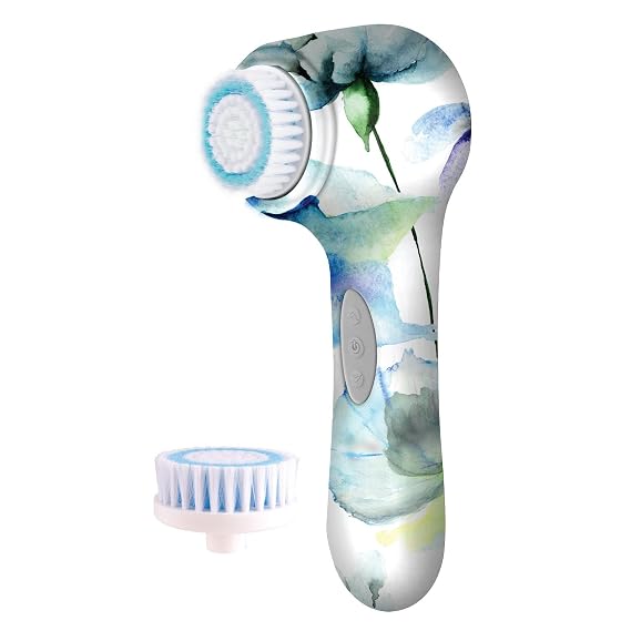 Vivitar PG-7000 Exfoliating Cleansing Soft Gentle Portable Spa Sensitive Skin Care Facial Power Cleansing Brush, Floral
