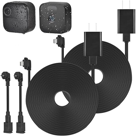 2Pack 16.4ft/5m Power Cable with Adapter for Blink Outdoor 4 (4th Gen), Blink Outdoor/Indoor (3rd Gen)&Blink XT/XT2, Weatherproof Extension Charger Cable with Extra Type C to Micro USB Adapter