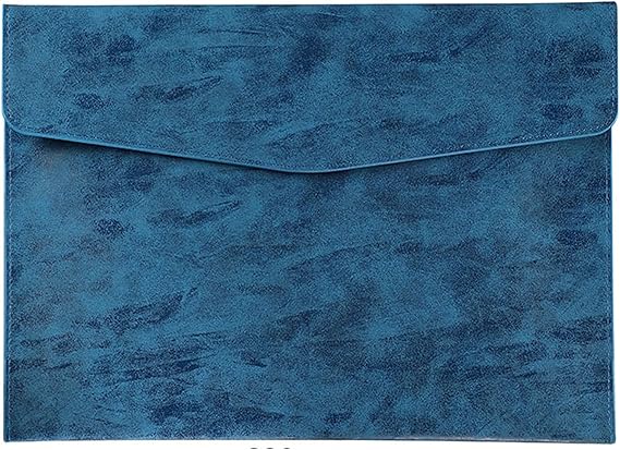 PU Leather A4 File Folder Document Holder Waterproof Portfolio Envelope Folder Case with Snap Closure Blue
