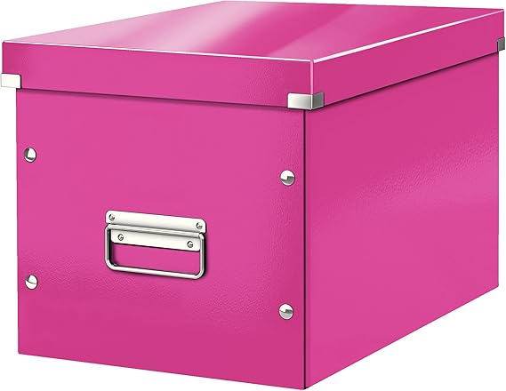Leitz 61080023 Wow C&S Box Cube Large Size, Metallic Pink