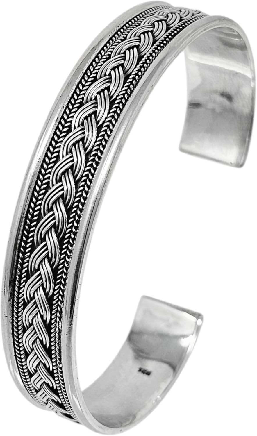TreasureBay Iconic Solid Sterling Silver Bangle Bracelet For Men, Men's silver Bangle Solid Silver