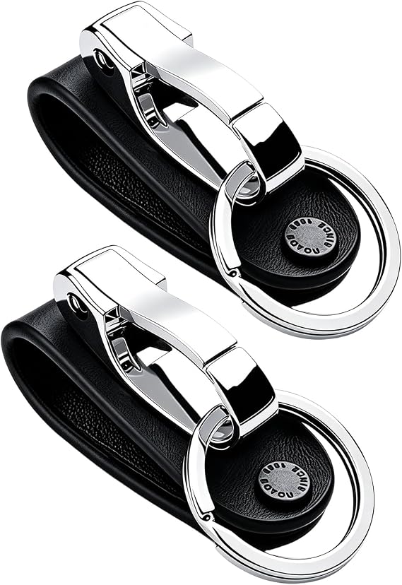 RUIAN Push Zinc Alloy Keychain Detachable Belt Leather Loop Key Holder