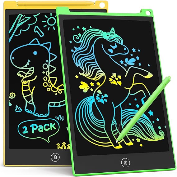 TECJOE 2 Pack LCD Writing Tablet for Kids, Mess Free 8.5 Inch Drawing Pad