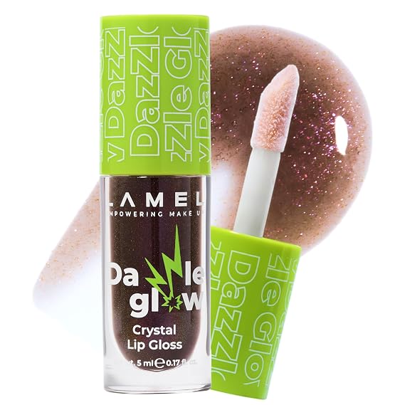 Lamel Dazzle Glow Crystal Clear Lip Gloss - Hydrating Lip Gloss - Non Sticky - Colored - Moisturizing - No408 Cherry Cola