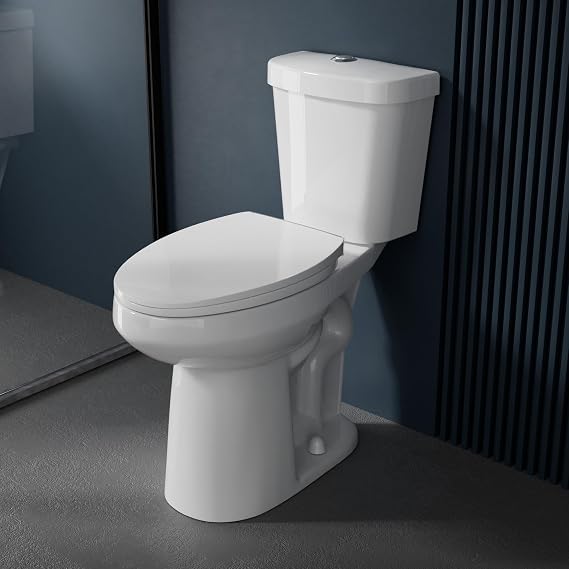 Miuara Elongated Extra Tall Toilet 21 Inch for Seniors Two Piece White | For bathroom, 1.1/1.6 GPF tornado dual flush, 20.5 Inch bowl height, 21.25 inch seat height, 12" rough in