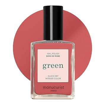 Manucurist Green Quick Dry Nail Polish Bois de Rose - Dusty Pink Nail Polish - 9-Free, Plant-Based and Vegan - Non Toxic - Natural Classic - Nails Care - Manicure - Made in France - 0.5 fl oz