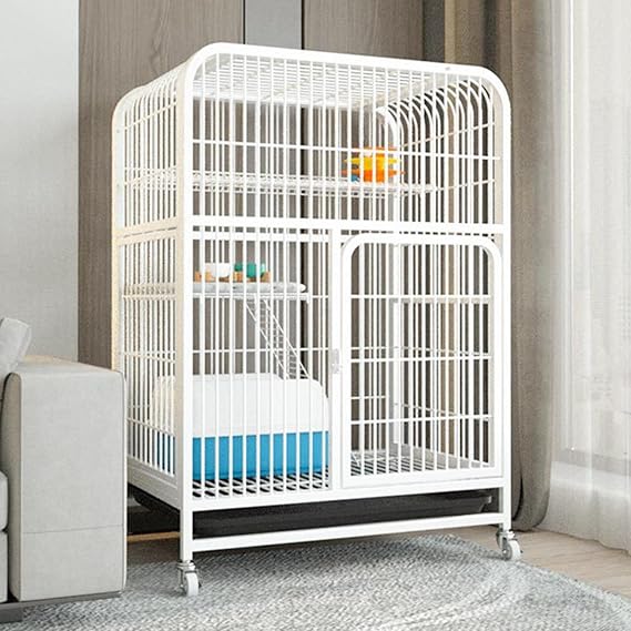 Catio Outdoor Cat Enclosure, Spacious Outdoor Large Cage for Cats - Durable, Jump Platform, Multi-Feature Enclosed Cat Condo for Indoor Cats, for Cat Activity, White/Black(White,78 * 55 * 110cm)