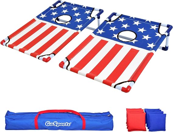 GoSports Portable Cornhole Set with Carry Case - Outdoor Lawn Bean Bag Toss Game for Adults and Family - Beach, Camping, Yard Games & More