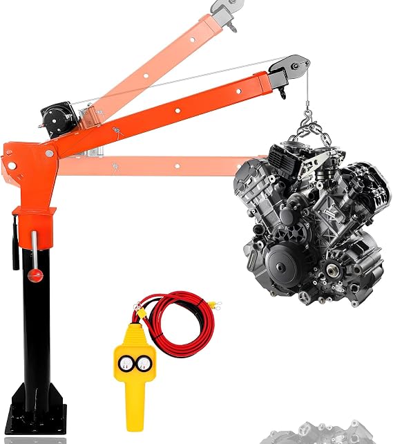 1600 LBS Electric Truck Crane, 3-Stage Telescoping Jib Crane with 2500LBS 12V Electric Winch, Truck Bed Hoist 360 Swivel, Alloy Steel Truck Bed Crane for Pickup Trucks & Workshops