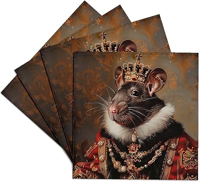 3dRose, Rat Royal Portrait Rodent Majesty, Set of 4 Ceramic Tile Coasters