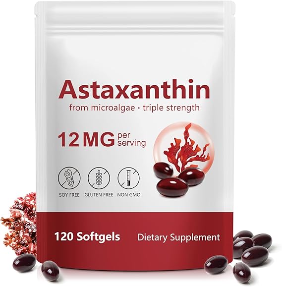 Astaxanthin 12mg, 120 Softgels, 4 Month Supply, Premium Astaxanthin Antioxidant Supplements with Antioxidant Activity, Supports Eye, Immune, Joint, Skin Health, Internal Circulation | Non-GMO