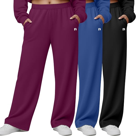 Neer 3 Pack Womens Plus Size Wide Leg Sweatpants