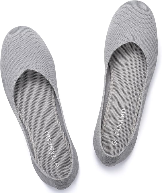 Tanamo Ballet Flats for Women, Soft Knit, Work Travel Everyday Shoes