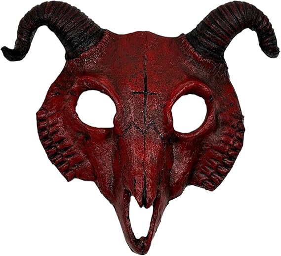 PURFUN Gothic Goat Head Skull Mask Ram Horns Animal Skull Costume Mask Demon Devil Evil Mask Cosplay Halloween Decor Prop
