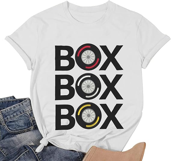 Race Day Shirt for Women Box Box Box Racing Graphic T-Shirt | Race Day Outfit Racing Fan Casual Short Sleeve Top