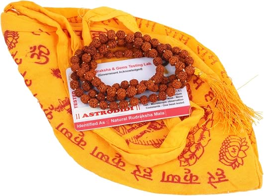 ASTRODIDI Rudraksha Mala Lab Certified with Gomukhi Japa Bag