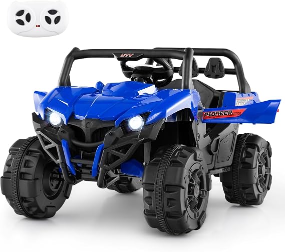 Costzon Kids Ride on Truck, 12V Battery Powered Electric Vehicle w/Remote Control, 3 Speeds, LED Lights, Music, MP3 & AUX Ports, Off-Road UTV Truck with Soft Start, Gift for Boys & Girls