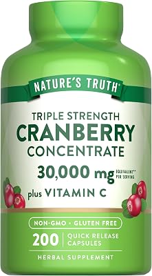 Natures Truth Cranberry Concentrate Pills | Plus Vitamin C | 200 Quick Release Capsules | Non-GMO & Gluten Free Supplement