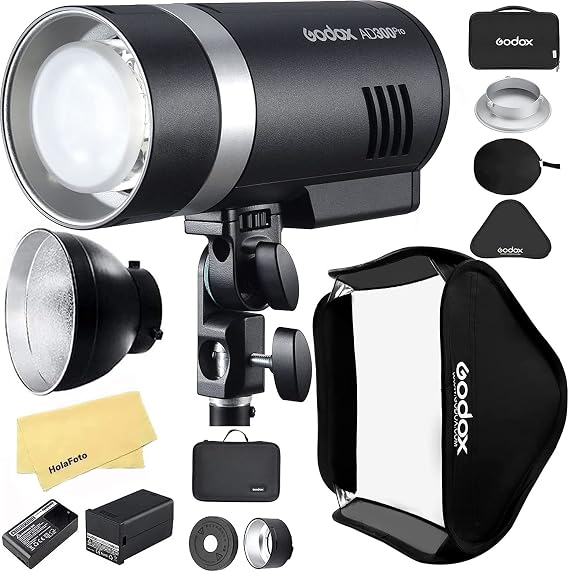 GODOX AD300 Pro AD300Pro Outdoor Strobe,Godox Flash for Canon Sony Nikon Fuji Olympus Panasonic Cameras+Standard Reflector+Godox Softbox 80cmX80cm /32"X32"