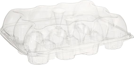 Oasis Supply 12-Compartment Hinged High Dome Clear Cupcake Container, Clear, 6-Pack