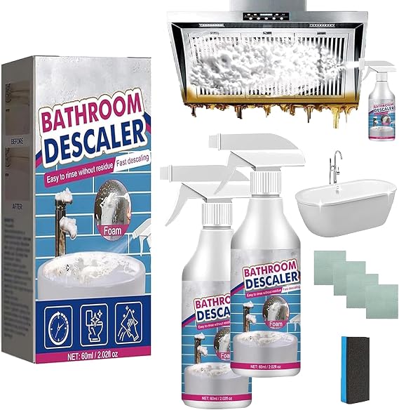 Bathroom Descaler Foam Cleaner Spray, Stubborn Stains Cleaner, All-Purpose Bathroom Descaler Foam Spray, For Bathtub, Toilet, Glass, Faucet