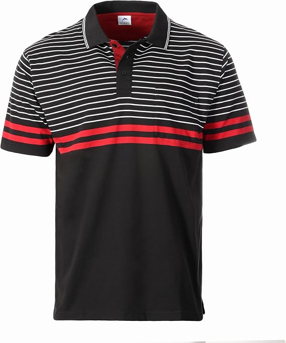 Gioberti Mens Double Striped Contrast Polo Shirt with Pocket - Yarn Dye