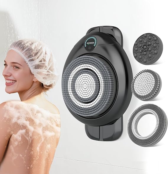 Electric Back Scrubber for Shower Wall Mounted Automatic Exfoliating Brush