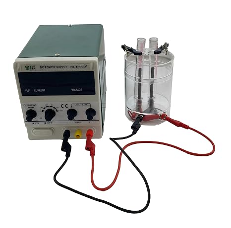 Sci-Supply Self-Contained Water Electrolysis Apparatus Kit Hydrogen & Oxygen Gas Generation Demonstration with Power Supply & Banana Plug Leads Chemistry & STEM Classroom Experiment