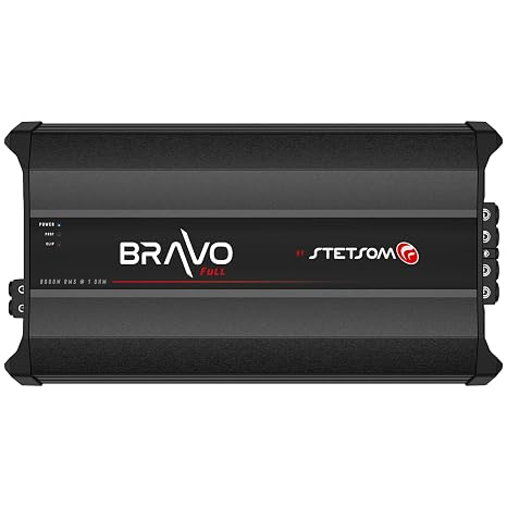 Stetsom Bravo Full 8000 1 Ohm Mono Car Amplifier, 8000.1 8K Watts RMS, 1 Stable Car Audio, HD Sound Quality, Crossover & Bass Boost, Car Stereo Speaker Subwoofer MD, Smart Coolers