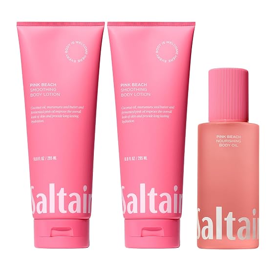 Saltair Pink Beach Hydration Bundle | Lotion & Body Oil | 3 Piece Set | Quick-absorbing and silky textures for comfortable conditioning and a simple coordinated regimen