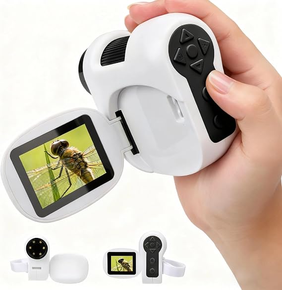Microscope for Kids with 100-1600X Zoom ＆ LED, 3-in-1 Handheld Digital Kids Microscope with1080P DV Camera, Compatible MAC-OS & Windows - Kids Science Experiment kit for Ages 4-12 (Black)