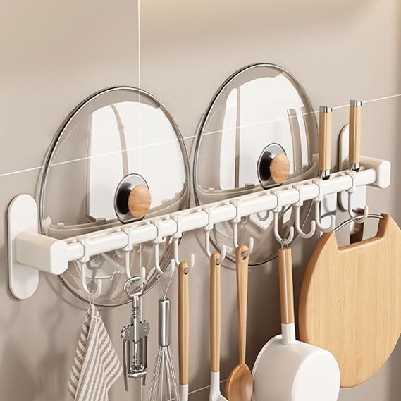 Dxcaicc Kitchen Utensil Rack Wall Mount,Kitchen Utensil Hanger Holder,Space Saving Hooks for Kitchen,Kitchen Organizer Hooks,Utensil Holder,for Knives,Mug,White,10Hook