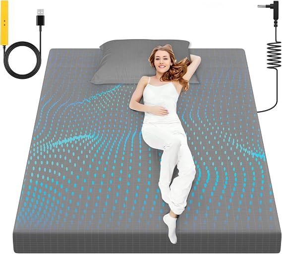 Grounding Sheet, 90% Organic Cotton+10% Pure Silver Organic Fitted Grounded Sheet for Improved Sleep, Pain Relief - Earth Connected Bedding (Gray, (78 * 80.1 * 15.1inch))