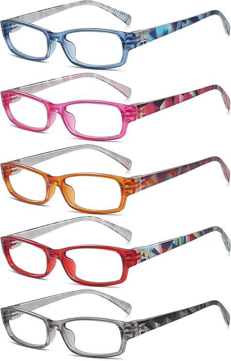 Eyekepper 5-Packs Metalless Design Reading Glasses for Women Screwless Spring Hinges Ladies Readers +0.5