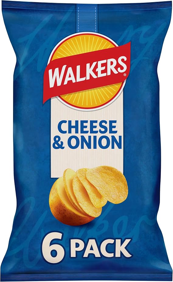 Walkers Cheese and Onion Vegetarian Multipack Crisps 6x25g