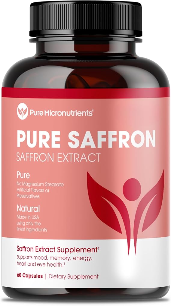 Saffron Supplement, 100% Pure Saffron Extract Capsules, Mood & Energy