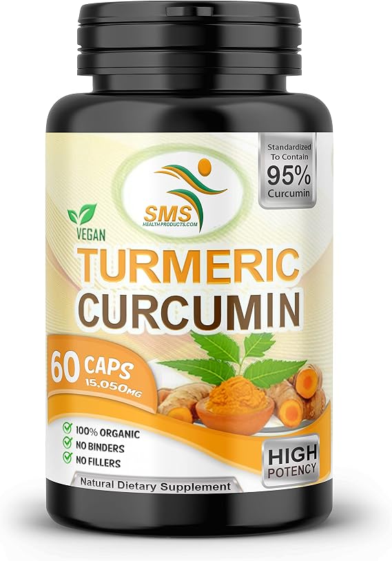 Turmeric Curcumin 1000mg, No Fillers, 95% Curcuminoids with Black Pepper Extract, Enhanced Absorption, Non GMO, Gluten Free, 60 Veggie Capsules