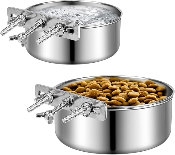 Small Dog Bowls, 17oz & 12oz Non Spill Stainless Steel Food & Water Bowls