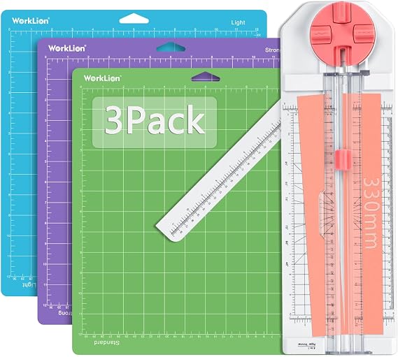 Cutting Mat 12x12 for Circut and 4in1 Paper Cutter for Craft:Perforator,Folding,Pinking Cutting on Paper,Vinyl,Cardstock,Photo