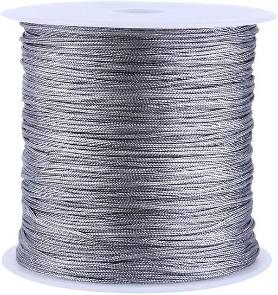 0.8mm Nylon Cord, 100M x 0.8mm Nylon Chinese Knot Cord Rattail Macrame Shamballa Thread (Gray)