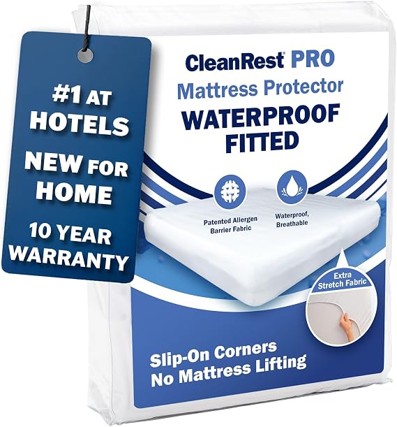 CleanRest Waterproof Mattress Fitted Sheet Protector, Ultimate Defense Against Spills and Wear, MicronOne Allergen Barrier, Breathable, Chemical-Free, Fits Mattress Depths 12" to 21" (Twin XL)