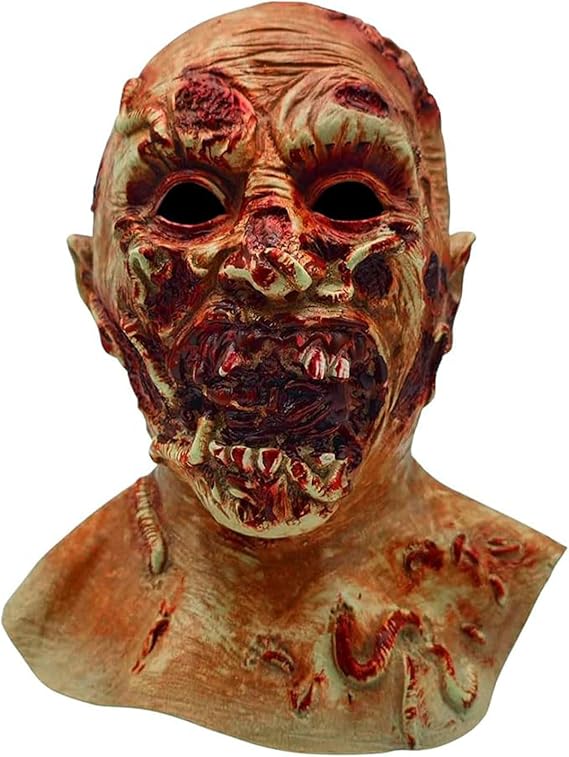 Scary Zombie Bio Monster Head Mask with Sharp Teeth, Adult Halloween Mask for Horror Haunted House Themed Party Cosplay