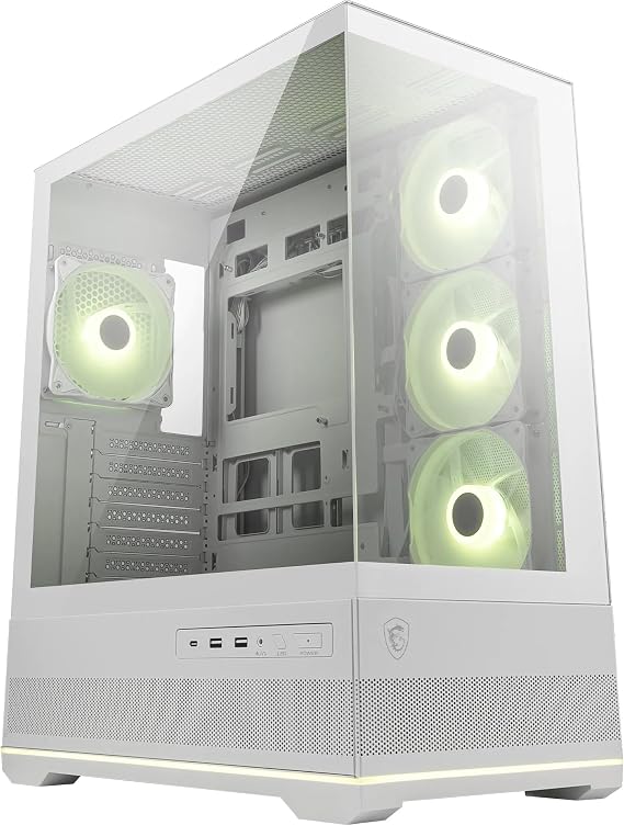 MSI MAG BOARD 110R PZ White – Mid-Tower gaming PC case – supports GPUs up to 400 mm long, removable dust filter, USB 20 Gbit/s (Type C), Back-Connect-ATX and Micro-ATX