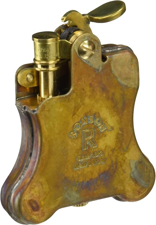 Ronson Banjo Steampunk Design Oil Lighter Japanese Made in Japan Wild Brass