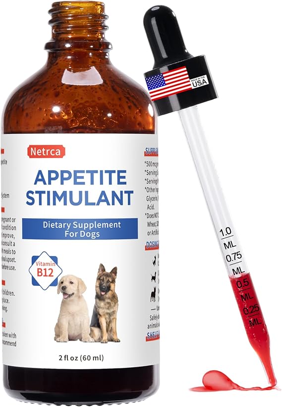 Appetite Stimulant for Dogs - Vitamin B12 (Methylcobalamin) Liquid Supplement - Boosts Appetite, Energy, and Mood - 60 ml