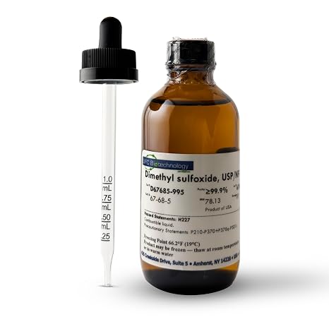 99.9+% DMSO (Dimethyl Sulfoxide) - USP/NF/ACS Pharma Grade - Low Odor - High Purity Solvent for Research, Lab and Industrial Use - CoA & SDS Available Made in USA - 4 oz/118 mL