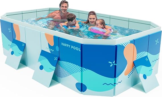 Alebert 2026 Improved Folding Pool, Large, 5.2 ft 1.9 m, Vinyl Pool, No Air Pump Required, Easy Installation in 1 Second, No Assembly Required, Foldable, Convenient Storage, For Kids, Pets, Home Use, High Temperature Resistant, Friction Resistant, Safe, Non-Toxic, For Water Play/Bath, For Winter & Summer, Yard, Indoor, Japanese Instruction Manual Included Blue, Small